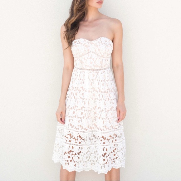 Just Me White Lace Midi Dress - Picture 2 of 6